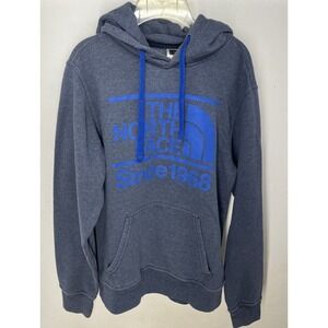 The North Face Hoodie Men's Small Navy Blue Casual School Logo Hooded Sweatshirt